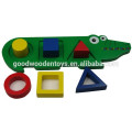 Горячая продажа образовательных деревянных милый крокодил Geo форма доска младенческой игрушки
